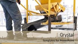  Presentation with building construction - Cool new PPT theme with construction building worker at construction backdrop and a coral colored foreground