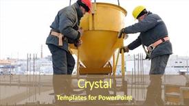  Presentation with angry construction workers - Theme consisting of construction building workers at construction background and a coral colored foreground