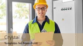  Presentation with building construction - PPT layouts enhanced with construction-business-and-building-concept background and a coral colored foreground