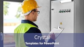  Presentation with building construction - Slide deck with construction-business-and-building-concept background and a ocean colored foreground