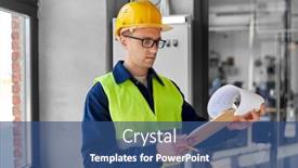  Presentation with building construction - Presentation theme with construction-business-and-building-concept background and a ocean colored foreground