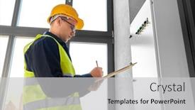  Presentation with building construction - Presentation theme featuring construction-business-and-building-concept background and a light gray colored foreground