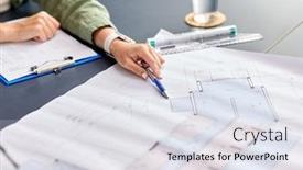  Presentation with architecture construction - Presentation design featuring construction-business-architecture-and-building background and a light gray colored foreground