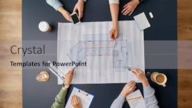  Presentation with architects - Audience pleasing presentation theme consisting of construction-business-architecture-and-team backdrop and a light gray colored foreground
