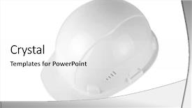  Presentation with blank whiteboard isolated on white - Audience pleasing theme consisting of construction cap - white helmet isolated backdrop and a  colored foreground