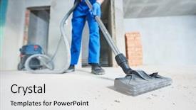  Presentation with cleaning - Colorful presentation theme enhanced with construction cleaning service dust removal backdrop and a white colored foreground