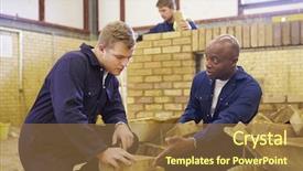  Presentation with helping students to succedd - Cool new presentation with construction college building - teacher helping students training backdrop and a coral colored foreground