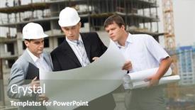  Presentation with construction company - Audience pleasing slides consisting of construction company - portrait of three builders looking backdrop and a gray colored foreground