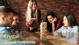  Presentation with competition - Cool new PPT theme with construction competition - friends plays table game selective backdrop and a  colored foreground