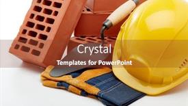  Presentation with white bricks - Presentation theme featuring construction-concept-stack-of-new background and a tawny brown colored foreground