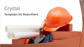  Presentation with white bricks - Slide set with construction-concept-stack-of-new background and a white colored foreground