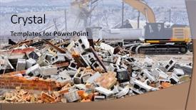  Presentation with bricks - Amazing slide deck having construction concrete blocks - detail of demolition of building backdrop and a light blue colored foreground