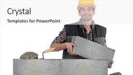  Presentation with bricks - Colorful slide set enhanced with construction concrete blocks - mason carrying bricks backdrop and a white colored foreground