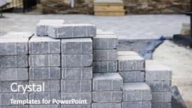  Presentation with stones - Slide deck with construction concrete blocks - stacks of interlocking stones background and a gray colored foreground
