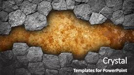  Presentation with stone - Cool new presentation theme with construction concrete blocks - stone wall with hole backdrop and a dark gray colored foreground