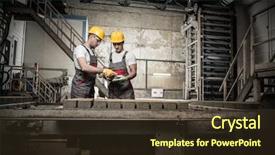  Presentation with foreman - Beautiful presentation featuring construction concrete blocks - worker and foreman backdrop and a tawny brown colored foreground