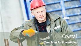  Presentation with labour inspection - Presentation design consisting of construction concreter builder labour worker background and a gray colored foreground