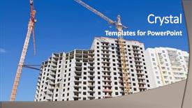  Presentation with colour blocking building blocks - Beautiful presentation theme featuring construction condo - apartment block building site backdrop and a teal colored foreground