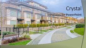  Presentation with apartment buildings - Colorful PPT theme enhanced with construction condo - apartment buildings in vancouver canada backdrop and a light blue colored foreground