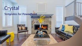  Presentation with story - PPT theme consisting of construction condo - beautiful and large living room background and a light blue colored foreground