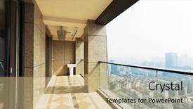  Presentation with end - PPT layouts with construction condo - high end balcony in downtown background and a coral colored foreground