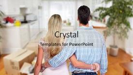  Presentation with estate - PPT theme enhanced with construction condo - young couple in a new background and a soft green colored foreground