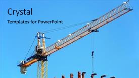  Presentation with house building - Amazing slides having construction crane building a house backdrop and a light blue colored foreground