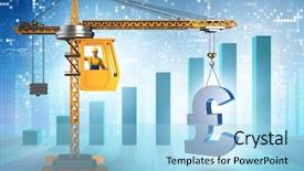  Presentation with augmented reality in construction industry - Presentation design featuring construction crane lifting british pound background and a  colored foreground