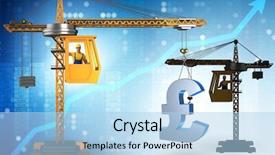  Presentation with crane - Beautiful slide deck featuring construction crane lifting british pound backdrop and a light blue colored foreground