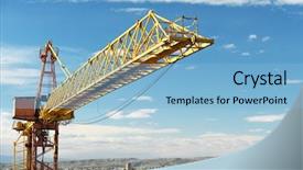  Presentation with tower - PPT theme with construction crane tower background and a light blue colored foreground