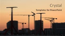  Presentation with construction cranes - Cool new theme with construction-cranes-against-twilight-sky backdrop and a lemonade colored foreground