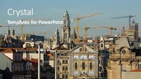  Presentation with construction cranes - PPT theme consisting of construction-cranes-on-the-background background and a light blue colored foreground