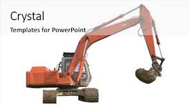  Presentation with excavator - PPT theme featuring construction digger isolated on white background and a white colored foreground