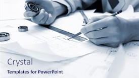  Presentation with construction tools - Presentation theme featuring construction-drafts-and-tools background and a sky blue colored foreground