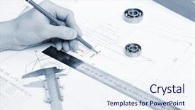  Presentation with construction tools - Cool new slide set with construction-drafts-and-tools backdrop and a sky blue colored foreground