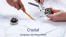  Presentation with construction tools - Beautiful PPT theme featuring construction drafts and tools on the table backdrop and a sky blue colored foreground