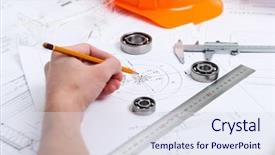  Presentation with construction tools - Slides featuring construction drafts and tools background and a sky blue colored foreground