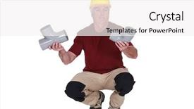  Presentation with pipes - Presentation with construction drainage system - plumber holding two pipes background and a white colored foreground