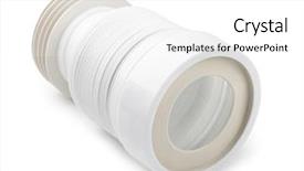  Presentation with connector - Slide set enhanced with construction drainage system - wc flexible connector isolated background and a white colored foreground