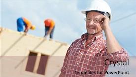  Presentation with project manager - PPT layouts enhanced with construction engeneer worker project manager background and a violet colored foreground