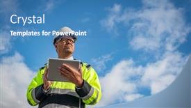  Presentation with blue sky - Colorful presentation theme enhanced with construction-engineer-against-blue-sky backdrop and a teal colored foreground