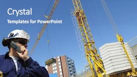  Presentation with building construction - Presentation with construction engineer in front background and a teal colored foreground