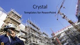  Presentation with scaffolding engineering - Beautiful presentation theme featuring construction engineer with large scaffolding backdrop and a light blue colored foreground