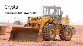  Presentation with bulldozer - Cool new presentation with construction equipment construction machinery - bulldozer on a building site backdrop and a white colored foreground
