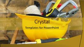  Presentation with construction equipment - Audience pleasing PPT layouts consisting of construction equipment on wooden background backdrop and a gold colored foreground