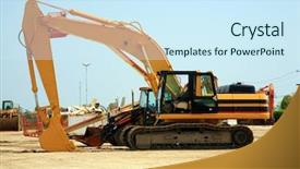  Presentation with construction equipment - Amazing presentation having mining industry mechanism - construction equipment backdrop and a cool aqua colored foreground