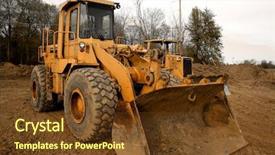  Presentation with construction equipment - Presentation theme consisting of safety work zone - construction equipment background and a  colored foreground