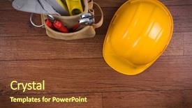  Presentation with earth moving construction heavy equipment - Beautiful slides featuring construction equipments on wood background backdrop and a tawny brown colored foreground