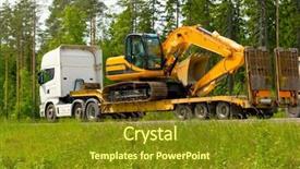  Presentation with excavator - Cool new slides with construction excavator - ecscavator coming backdrop and a gold colored foreground