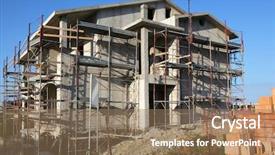  Presentation with building construction water supply - Audience pleasing PPT theme consisting of construction for building of new backdrop and a coral colored foreground